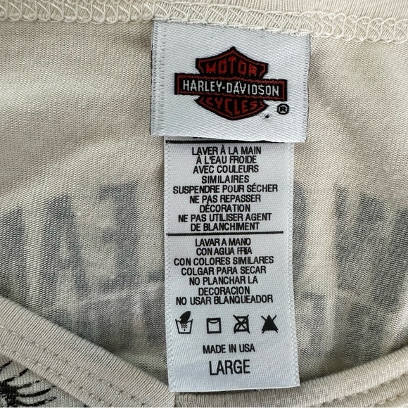 Harley-Davidson Women's Short Sleeve Flowy Beige T-Shirt Top, Large - Picture 5 of 6